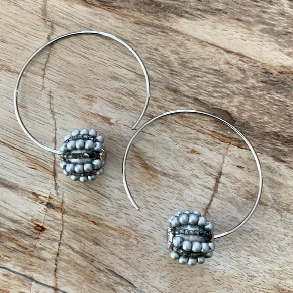 Dyrberg/Kern Spinn silver beaded hoop earrings - Picture 2 of 3